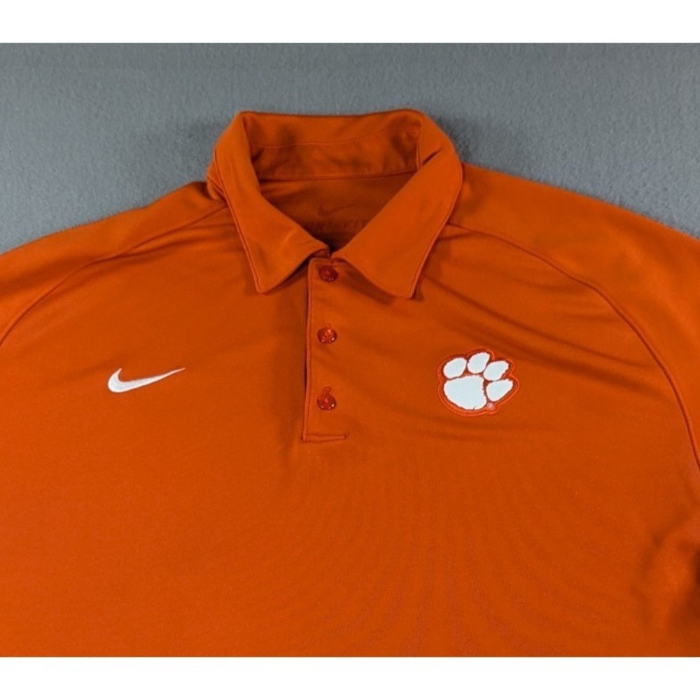 Nike Mens Clemson Tigers Dri-FIT Short Sleeve Polo Shirt Large Orange Solid - Picture 2 of 12